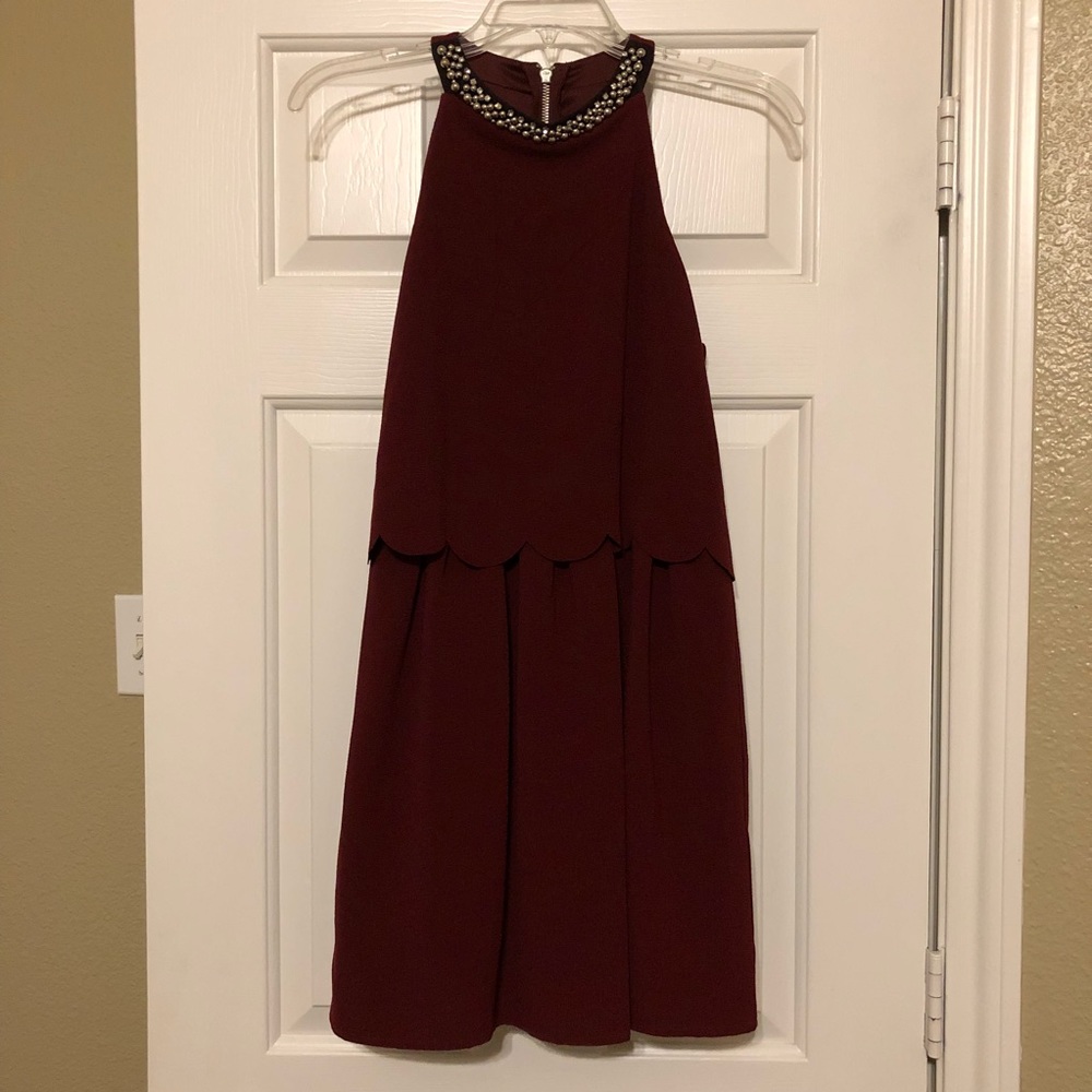 High Neck Scalloped Dress